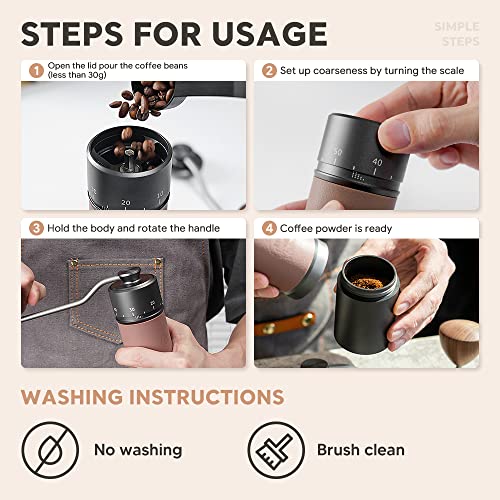 Manual Coffee Grinder Capacity 30G With Cnc Stainless Steel Conical Burr Exterior Grind Adjustable Setting For Coffee Beans, High-End Hand Espresso Grinder Gift Of Office Home, 2022 New Version #TOP6