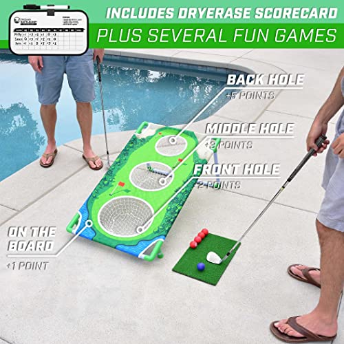 GoSports BattleChip Backyard Golf Cornhole Games – Includes Targets, Chipping Mats, Foam Golf Balls, Scorecard and Carry Case