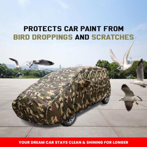 Image of Autofact Kia Syros Waterproof Car Cover, Jungle Print 4x4 American Matty, All-Weather Protection, Triple-Stitched, Windproof with Buckle Belt, Dustproof & Scratchproof, UV Resistant- Gold