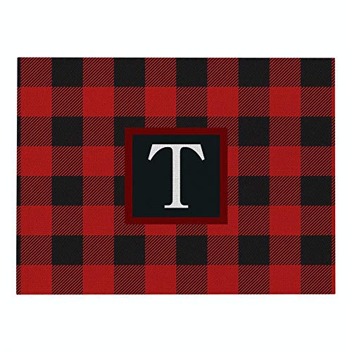 kakshi Mantel Individual Conjunto de 8 Serie de Patrones de celosía del Alfabeto navideño antideslizante42x32cm-CD029-T