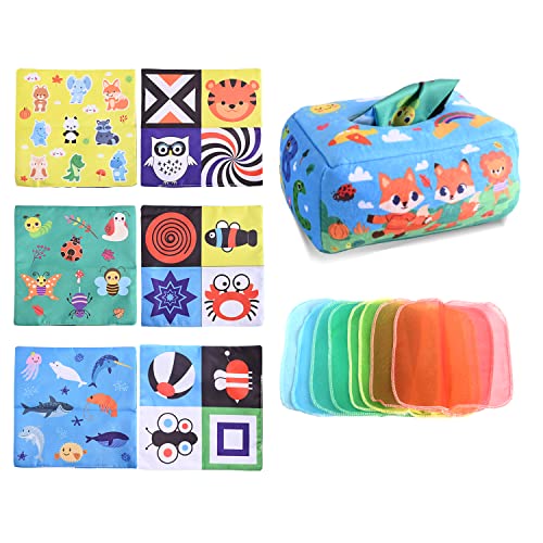 Aohcae Baby Spielzeug 6 Monate, Tücherbox Baby Spielzeug Montessori Spielzeug Baby Sensorik Spielzeug Baby Babyspielzeug ab 6 7 8 9 10 Monate Mädchen Junge Cover