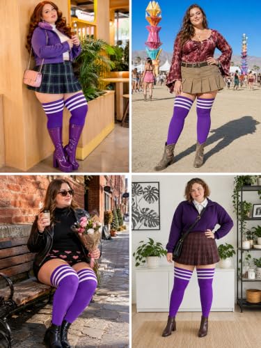 Image of LOUSGUTA Plus Size Thigh High Socks for Thick Thighs- Extra Long Womens Cable Knitted Over Knee High Leg Warmer