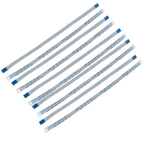 sourcing map A Tipo 10pcs 0,5 mm de paso de 10 clavijas AWM 20624 80C 60V VW-1 Cable plano flexible FFC 200mm