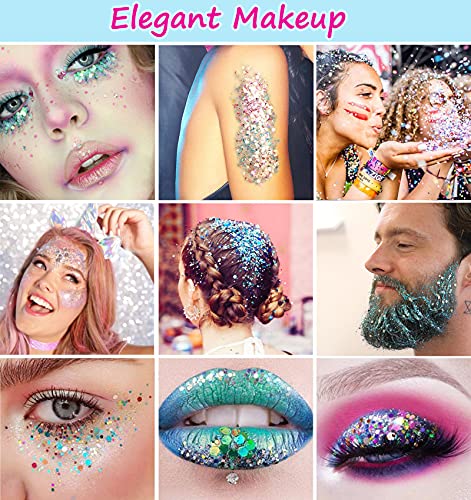 HEMOER Fluoreszierendes Glitzer 12 Farben, Makeup Glitzer Gesicht Glitzer, Körperglitzer Farbwechsel Irisierende… – Bild 6