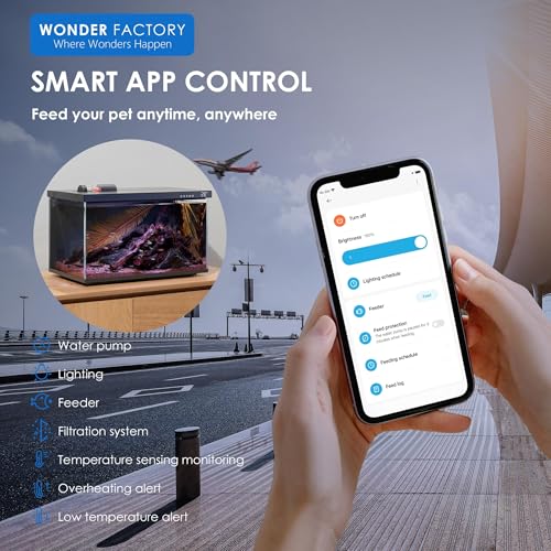 Image of Wonderfactory Smart Aquarium 5 Gallon Glass Fish Tank, Self Cleaning System Efficiency Filter 7 Color LED Lights Automatic Feeder Temperature Display Monitor HD UHA Glass, Smart Control with Apps