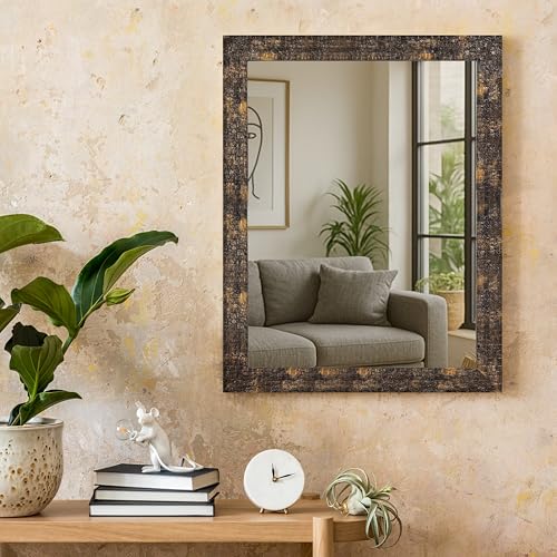 Art Street Bathroom Wall Mirror, Copper Wall Mount Rectangular Ma...