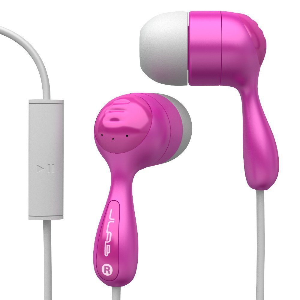 JLab Audio JBuds Hi-Fi Noise Reducing Wired Earbuds | Universal Microphone | Gold Plated 3.5mm Audio Jack | Deep Powerful Bass | Soft Silicone Tips | Pink