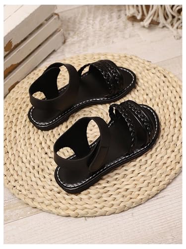 GORGLITTER Girl's Briaded Sandals Round Open Toe Ankle Strap Flat Dress Shoes2