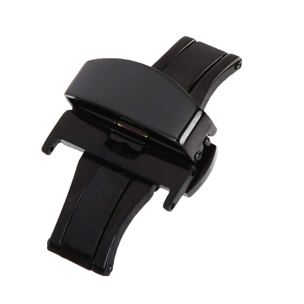 GREENLANS Watch Buckle 16mm 18mm 20mm 22mm Stainless Steel Watch Band Replacement Buckle Deployant Butterfly Clasp 4 Color Choose Black 20mm