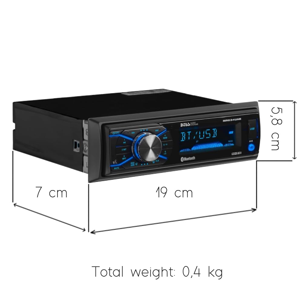 ZESTAW DO BOSS AUDIO SYSTEMS MCBK634B.6, 1 zestaw z wodoodpornym stereo AM/FM Bluetooth, 1 para głośników i 1 antena dipolowa, 1 zestaw + akcesoria gratis