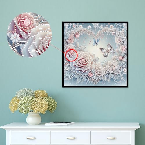 Image of Diamond Art Painting Kits for Adults, 5D Special Shape Diamond Art Kits for Beginners, Crystal Rhinestones Diamond Art Painting for Home Wall Decoration Gift 12x12 inch, Flowers and Butterflies