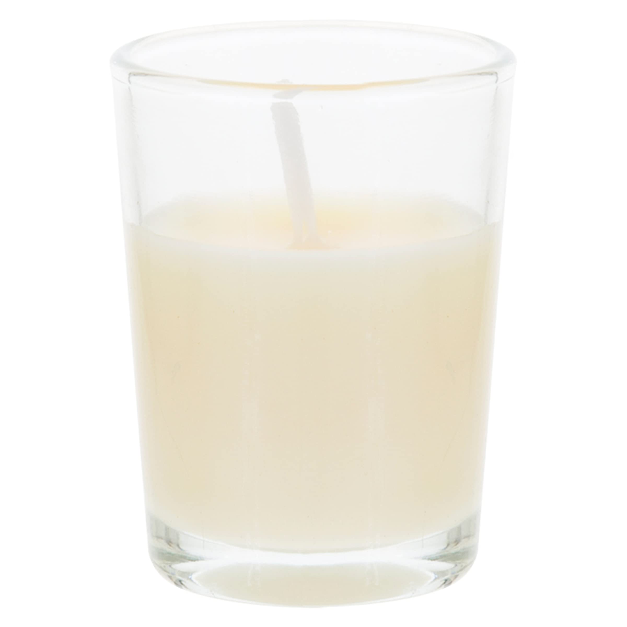 Mega Candles 12 pcs Unscented Glass Ivory Container Candle, Mini Party Light 5 Hour Burn Time 1.5 Inch x 1.75 Inch, Home Décor, Wedding Receptions, Baby Showers, Birthdays, Celebrations, Meditations