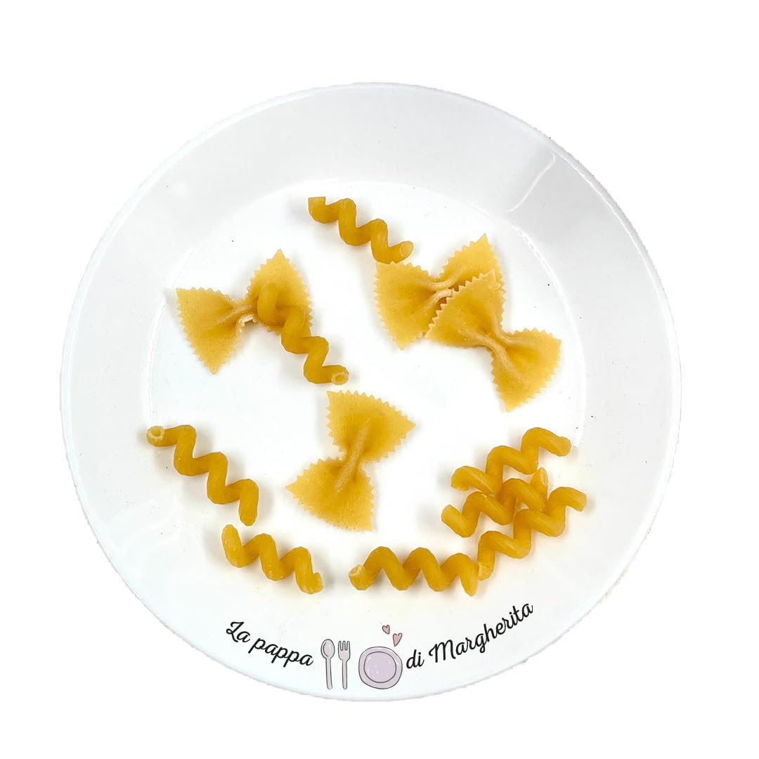 Generico La Pappa Di Piatto Bianco in Vetro Temperato 25cm Personalizzato con Nome Idea Regalo Simpatica Divertente Natale Compleanno Famigla Bebè Bambini Nuovo Arrivo Festa Battesimo Onomastico Chef