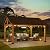 Sunjoy Wood Gazebo 13 x 15 ft. Outdoor Patio Premium Cedar Frame Gazebos with Brown Steel Gable Hardtop Roof for Garden, Backyard Shade, Brown Roof + Natural Wood Frame