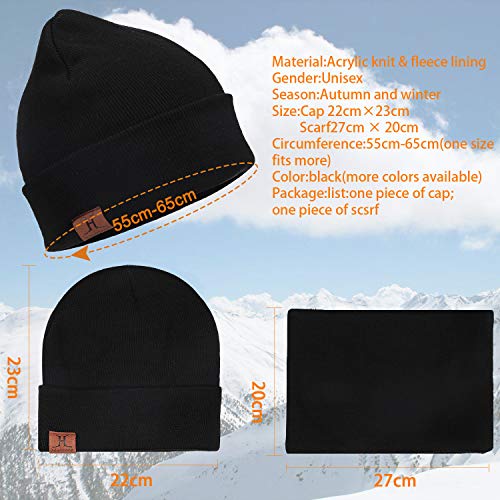 Winter Men Beanie Hat, Scarf, Touch Screen Gloves, 3 Pieces Winter Warm Clothing Set For Men, Black, One Size #TOP2