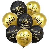 24 Stück Deko 45. Geburtstag Luftballons Schwarz Gold, 1981 Ballons 45 Alles Gute zum Geburtstag, Happy Birthday Luftballon 45 Jahre für Mann Frauen 45 Geburtstagsdeko, Geburtstagsfeiern Deko
