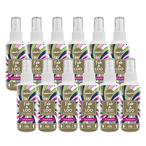 Fabulosa Fab-A-Loo Odour Remover, Compact Toilet Air Freshener Perfume Spray, 60ml, 12 Pack, Fantabulosa