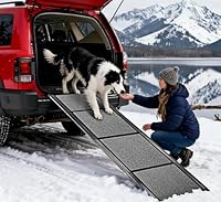 Hundetreppe Auto Klappbar - Aluminium Hundetreppe mit Rutschfester Oberfläche 170cm Leichteres EIN Bis 110Kg - Haustier Rampe Für Auto SUV LKW Für Große Hunde Outdoor Nutzung