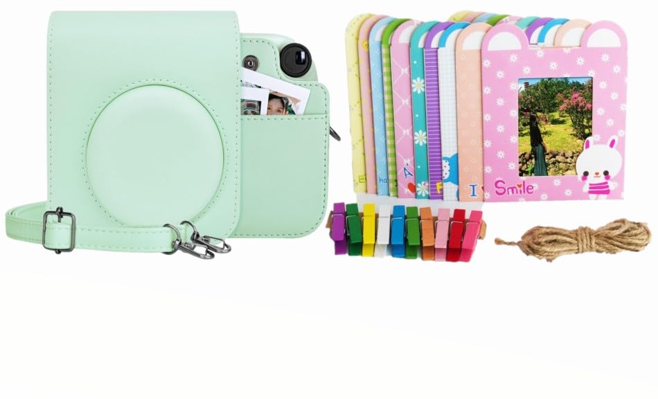 For Fujifilm Instax Mini 11 & Mini 12 Instant Camera Premium Nylon Carry Bag With Magnet & Bunting (Green)-picture-24