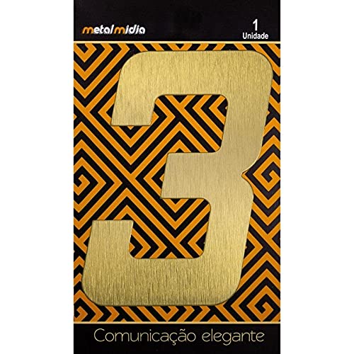 Números Residenciais Ouro Escovado Aluminio ACM 13cm Auto Colante de 0 A 9