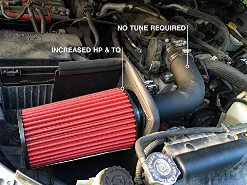 image for RED ROCK Cold Air Intake Kit in Black High Flow Filter; Compatible wit
