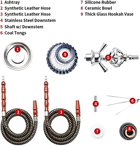 LSZ Shisha-Set Tragbarer 29cm Shisha-Wasserhukah-Set, verdicktes Glashukas Set mit 2 Schlauch, modernes Shisha… – Bild 5