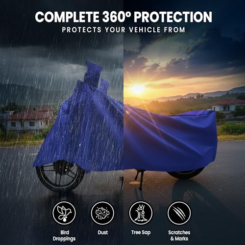 Image of Robustt Bike Cover for Dust with UV Protection, Universal Fit (125cc to 150cc), Water Resistant & All Weather Protection with Two Wheeler Cover | Keeps Bike Cool | Perfect Bike Body Cover