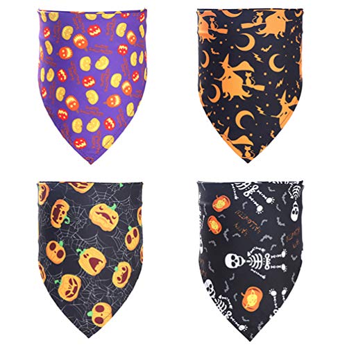 VILLCASE 4 PeÃ§as de Bandanas de Cachorro de Halloween Cachecol TriÃ¢ngulo de Cachecol de Halloween