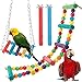 BHGT 4pcs Juguetes para Pájaros Loros 2 Perchas para Pájaros + 1 Escalera de Madera para Pájaros + 1 Columpio para Pájaros Periquitos Loros Jaula Pajaros