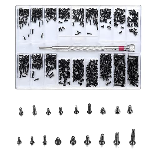 ZBYMOTW 極小ネジ詰め合わせキット 18 種 M1.2/M1.4/M2 全 500 個 ドライバー付 メガネ・時計修理用