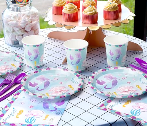 Naiwoxi NWX110 Mermaid Birthday Decorations Tableware Girls - Mermaid Birthday Party Supplies, Paper Plates thumb #4