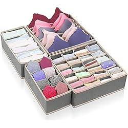 Leroy Merlin Cajones Ropa RANJIMA Organizador Armario Ropa Interior, Cajas Plegable Organizadoras Armarios Cajones de Tela 4 Organizador Cajones, de Cajones Robusto para almacenar Calcetines, Bufandas, Sujetador, Corbata