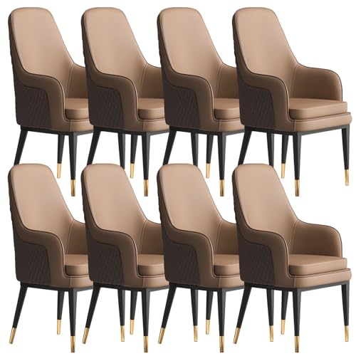 LGCLSASD Faux Leather Mid Century Modern Chairs Dining Room Chairs Seat With Metal Chair Legs Club Guest Chair For Waiting Room Bedroom (Color: White) (G 8 piece set)