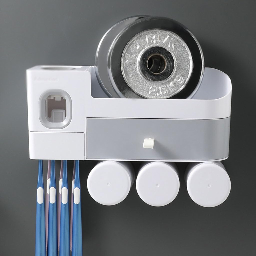 Soporte para Cepillo de Dientes de Pared para baño, dispensador de Pasta de Dientes, Soporte para Pasta de Dientes Blanca, Caja de Almacenamiento de cosméticos con cajón (A S24cm)