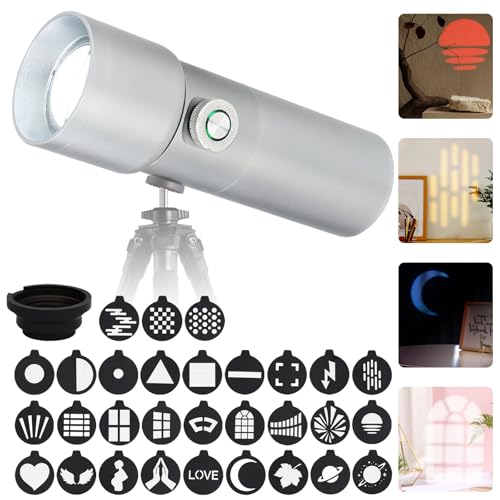 NULBOFU Photography Studio 10W LED Flashlight Spotlight with 30 Gobos/4 Colors/CRI95+/3 Lighting Modes & Built in 7500mAh Rechargeable Battery for Recording Studio Video Lighting.
