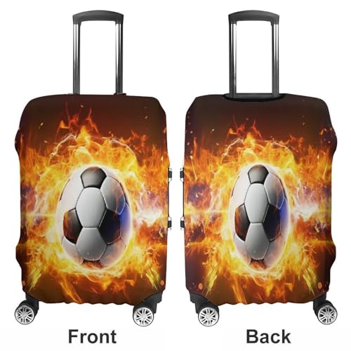 Burning Soccer Ball Travel Luggage Cover Washable Anti-scratch Suitcase Protector Dustproof Protective Cover Case for Wheeled Luggage Fits 19-32 Inch Luggage3