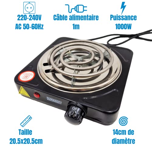Allume Charbon Chicha Electrique 1000 W - Plaque Chauffante pour Charbon Naturel - Diamètre 14 Cm - Couleur Noir – Image 3