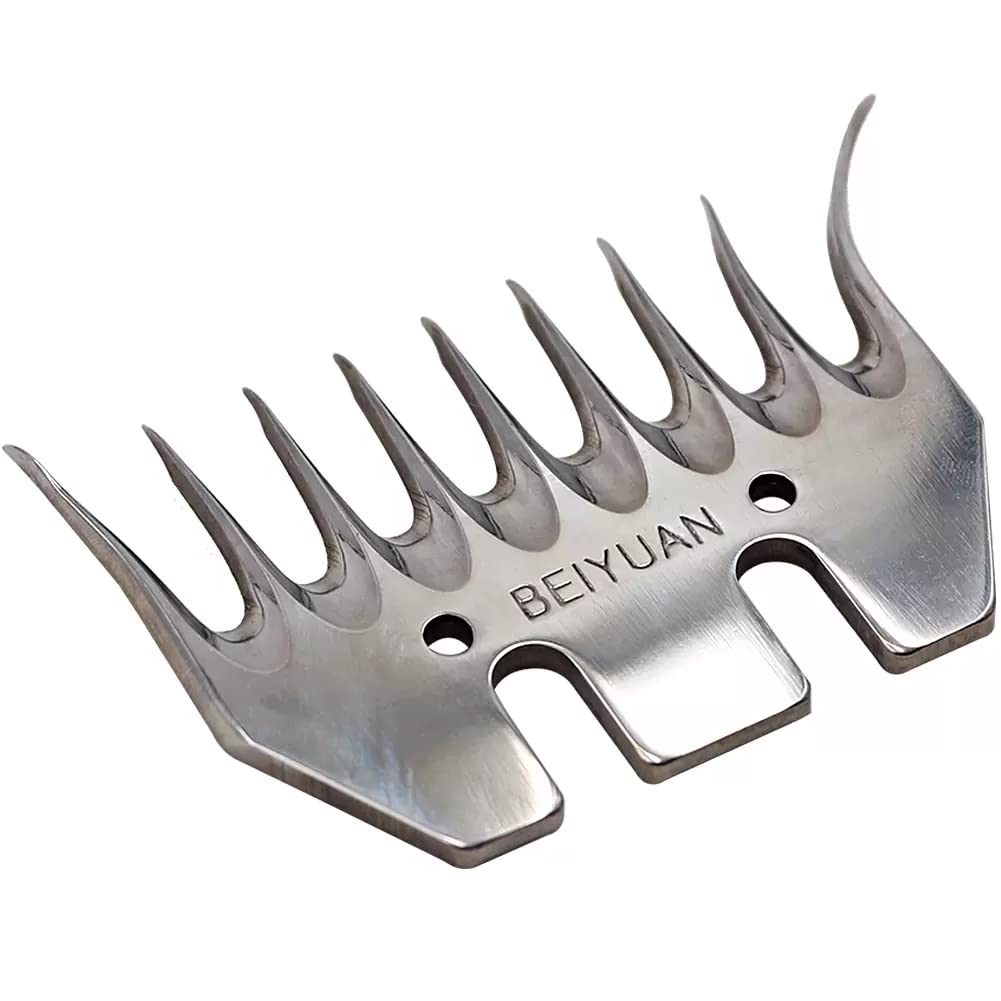 Set peine Beiyuan 5U-94 curvo 9 dientes 5 mm bisel 94 mm + cuchilla Beiyuan BB recta 4, ideal para lanas muy sucias y espesas, uso profesional (3)
