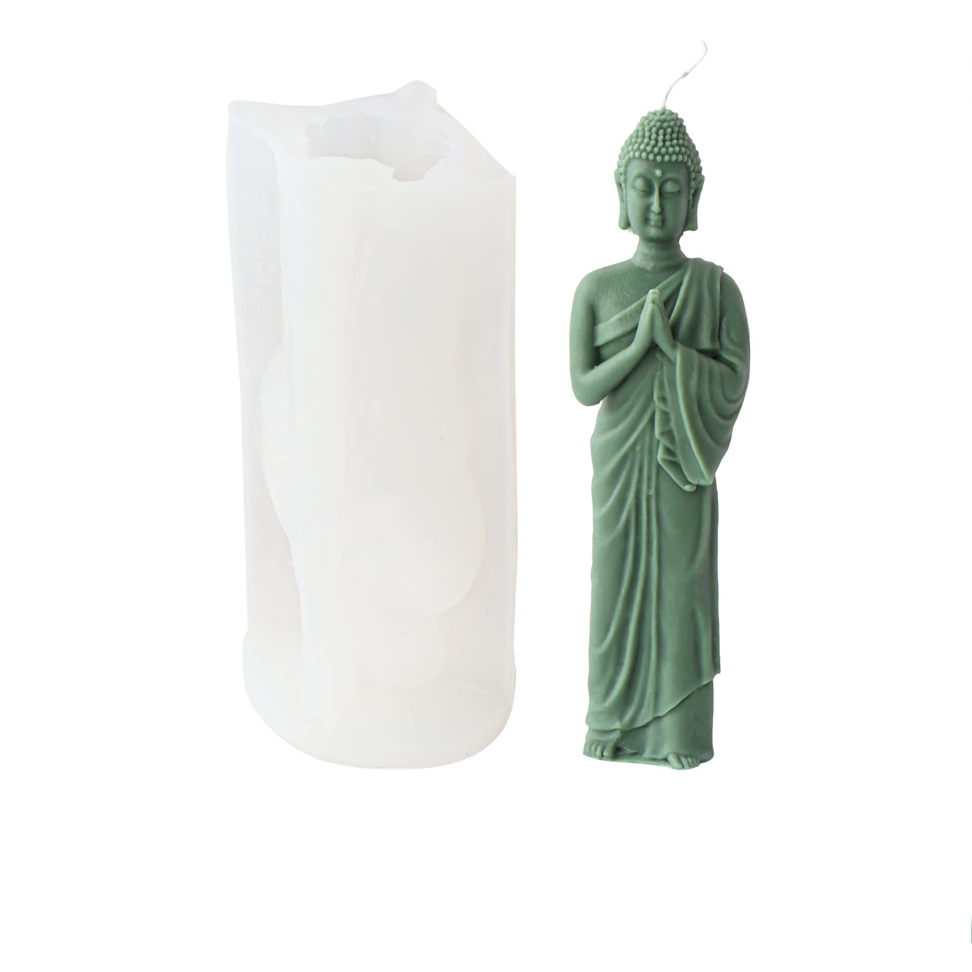 Xidmold 3D Buddha Candle Mould Buddha Statue Silicone Mold for Soap, Sculpture, Soy Wax Candle, Resin Art Crafts (E)