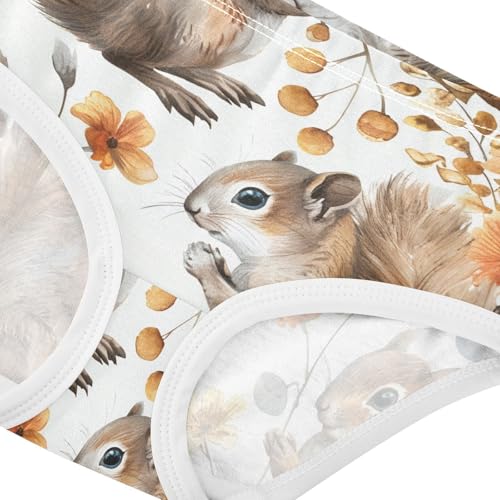 Girls Underwear Toddler 2t Cotton Panties for Girl Fancy Kids Undies Briefs Cute Watercolor Squirrels Flowers4