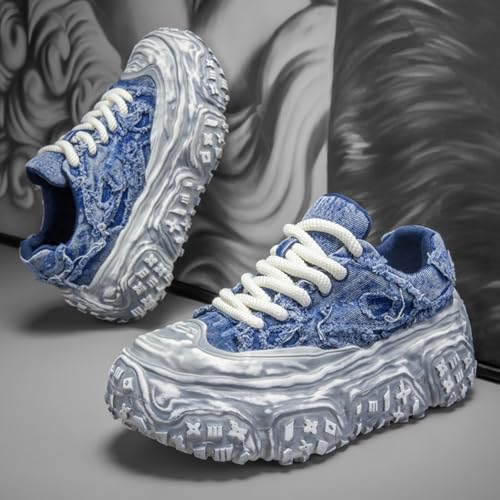 Mens Chunky Platform Fashion Sneakers Canvas Shoes Trendy Suitable for outings Casual Gatherings Walking2