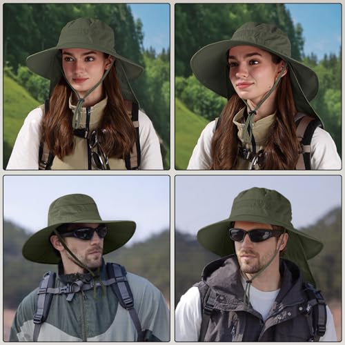 Image of Sun Hats for Men Women, UPF 50+ Protection Fishing Hat with Neck Flap