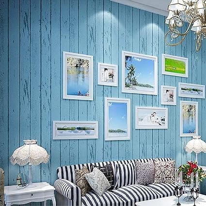 Image of Self-Adhesive Wallpaper Waterproof Old Furniture Vinyl Stickers Wooden Door Wardrobe Desktop PVC Wall Papers 45 X 304 CM- (Blue Wooden Planks)