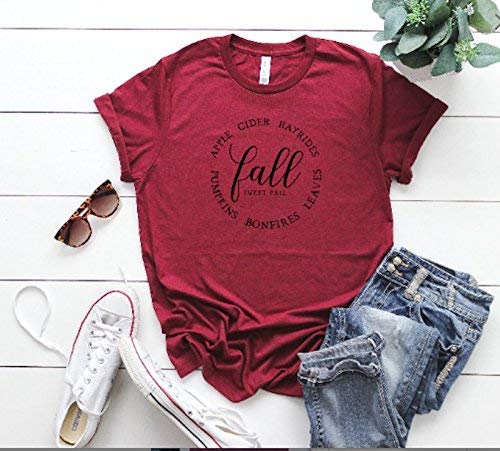 cute women's tee women's fall t-shirt thanksgiving t-shirt hello fall tee cute fall outfit fall top