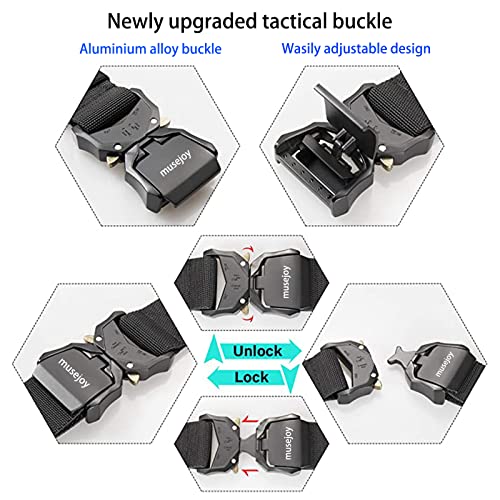 MUSEJOY Tactical Belts For Men, 1.5" Nylon Web Work Belt with Heavy Duty Quick Release Tactical Belt3