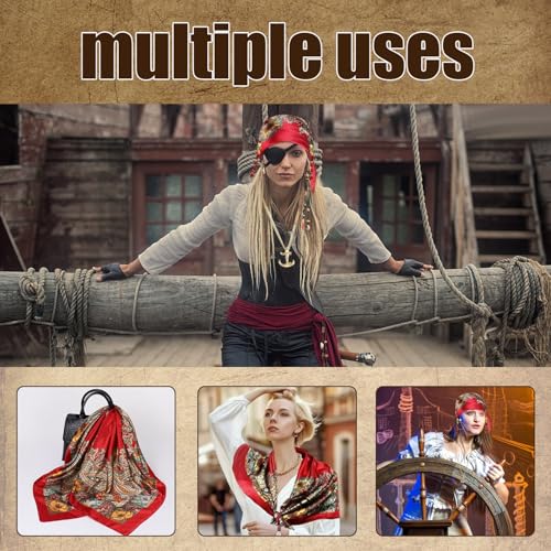 Accesorios de Disfraz Pirata Mujer,4 Piezas Complementos Disfraz de Pirata Mujer,Accesorios piratas Para Pañuelo,Juego de accesorios de disfraz de pirata medieval,D-isfraz P-irata mujer para Carnava - imagen 7