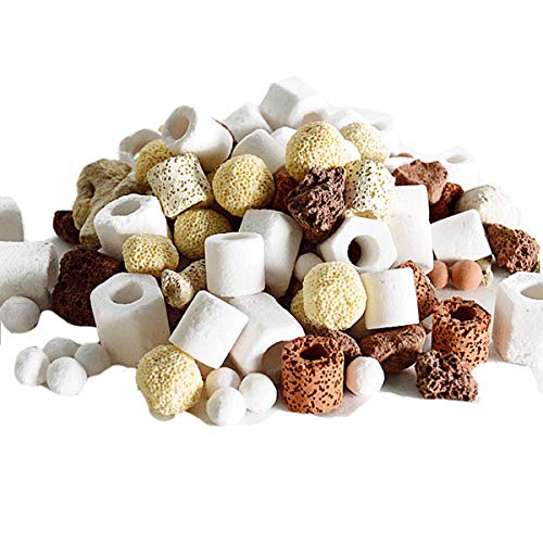 Saim Bio Balls Ceramic Rings Set 7 in 1 Aquarium Fish Tank Media Filter,Fish Tank Filter,Aquarium Pond Filter Pre-Filter Media Ceramic Rings Activated Carbon Set Net Bag