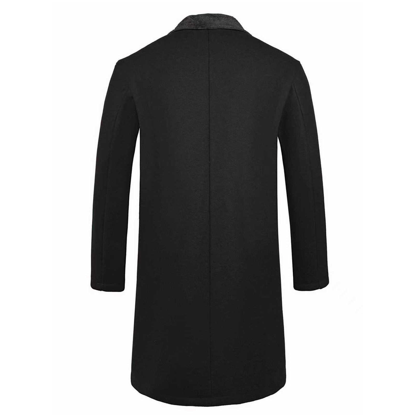 Trench - Giacca a vento da uomo, doppiopetto, in pile, foderata, con colletto rovesciato, per le mezze stagioni, in peluche, per autunno e inverno, termico, lungo