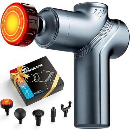 Image of LEERCON Massage Gun with Heat, Deep Tissue Back Massager for Pain Relief, Mini Muscle Percussion Massage Gun, Birthday Gifts for Men Women Dad Home, Office & Travel, Blue