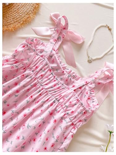 SHENHE Girl's Cute Floral Camisole Bow Top Flowy Peplum Babydoll Tank Boho Vacation Cami3